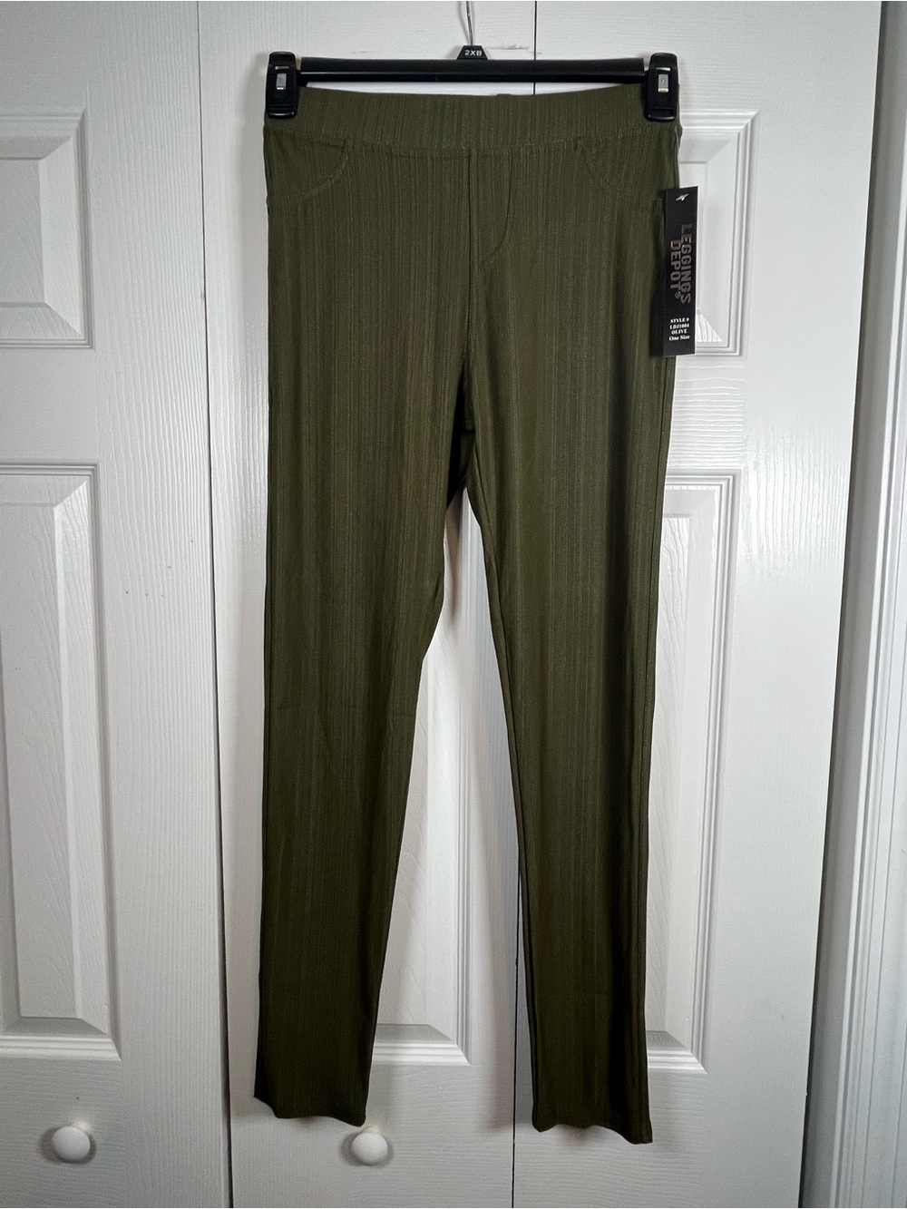 NWT! Leggings Depot Olive Ribbed Pull-On Leggings One Size